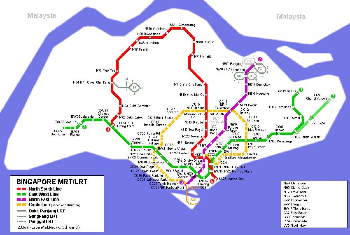 mrt İstasyonu, Singapur haritası