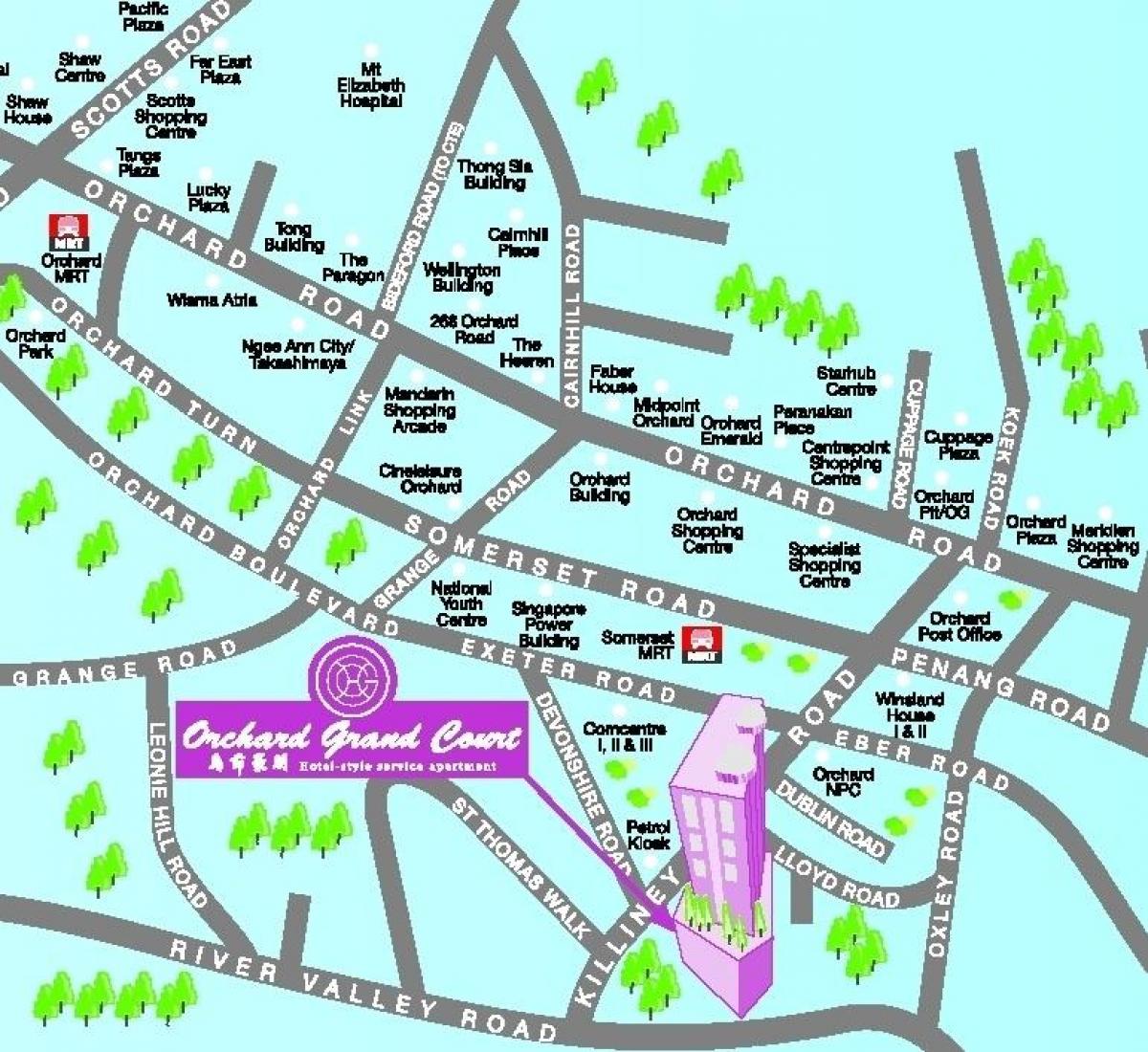 orchard road, Singapur haritası